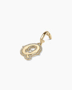 Diamond Era Alphabet Charm || option::14K Solid Gold, Q