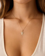 Diamond Era Alphabet Charm || option::14K Solid Gold, V