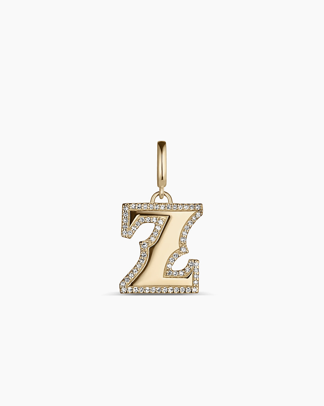 Diamond Era Alphabet Charm || option::14K Solid Gold, Z