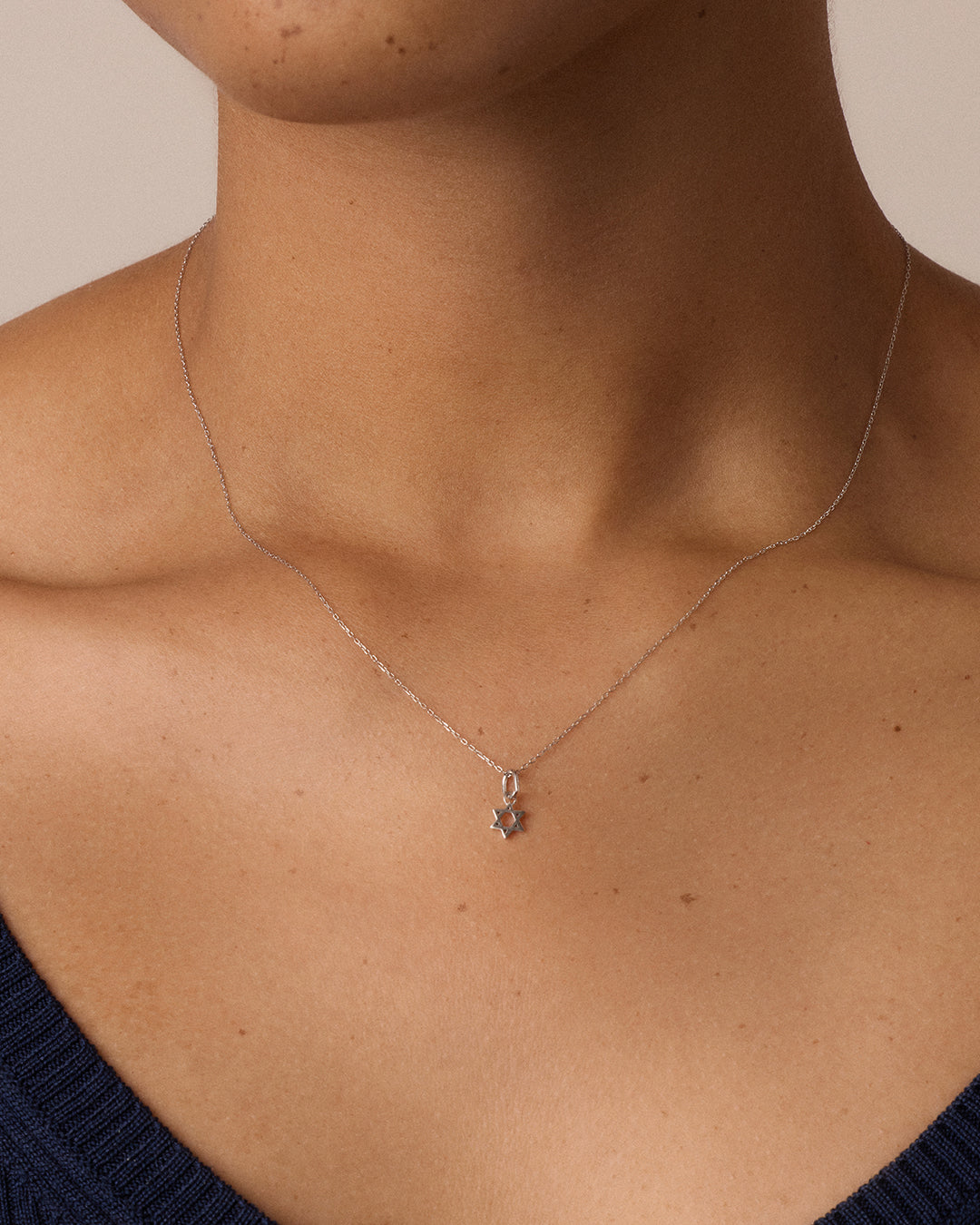 14K Gold Star of David Charm || option::14K Solid White Gold