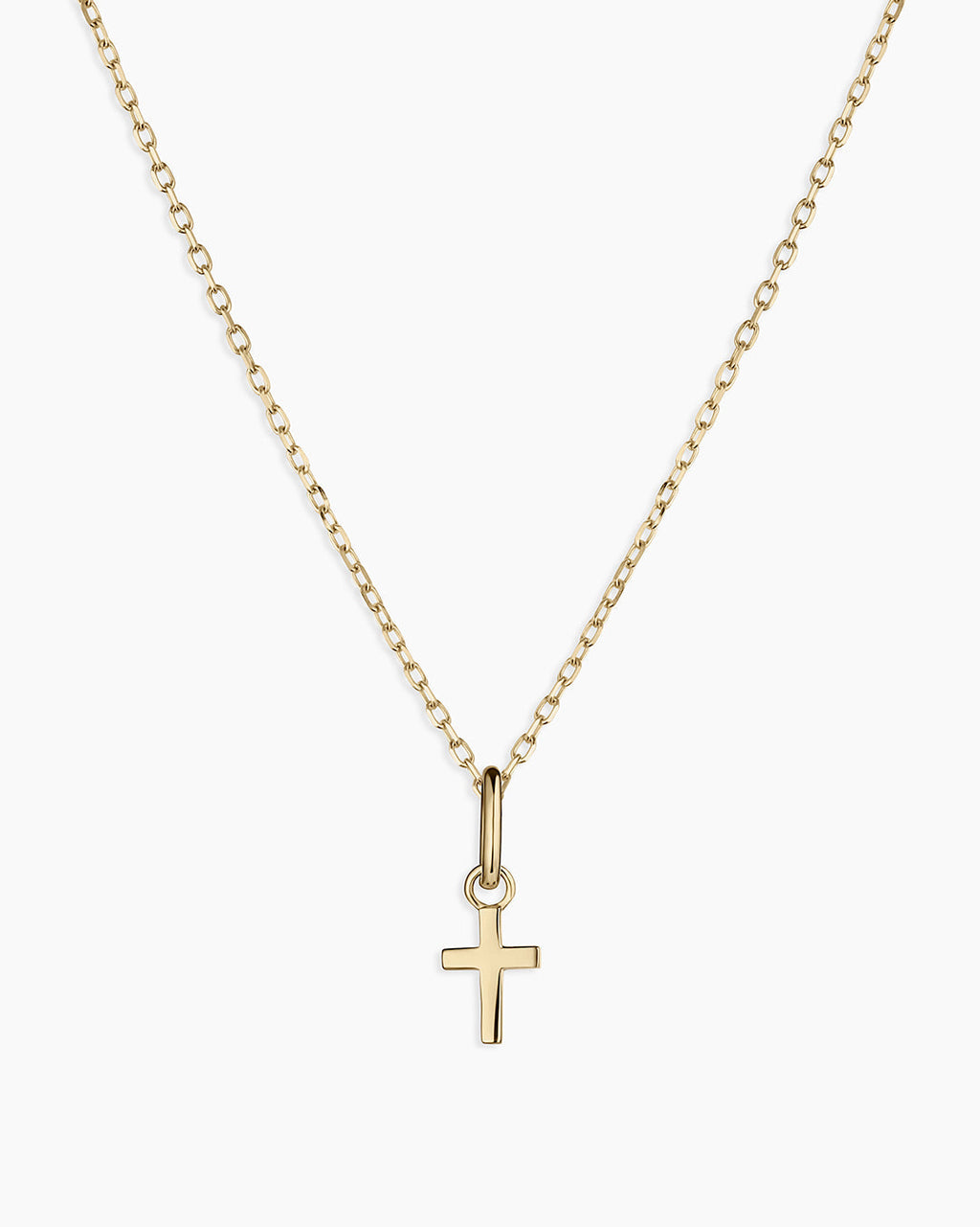 14K Gold Cross Charm Necklace || option::14K Solid Gold