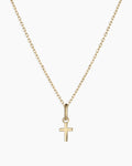 14K Gold Cross Charm Necklace || option::14K Solid Gold