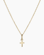 14K Gold Cross Charm Necklace || option::14K Solid Gold
