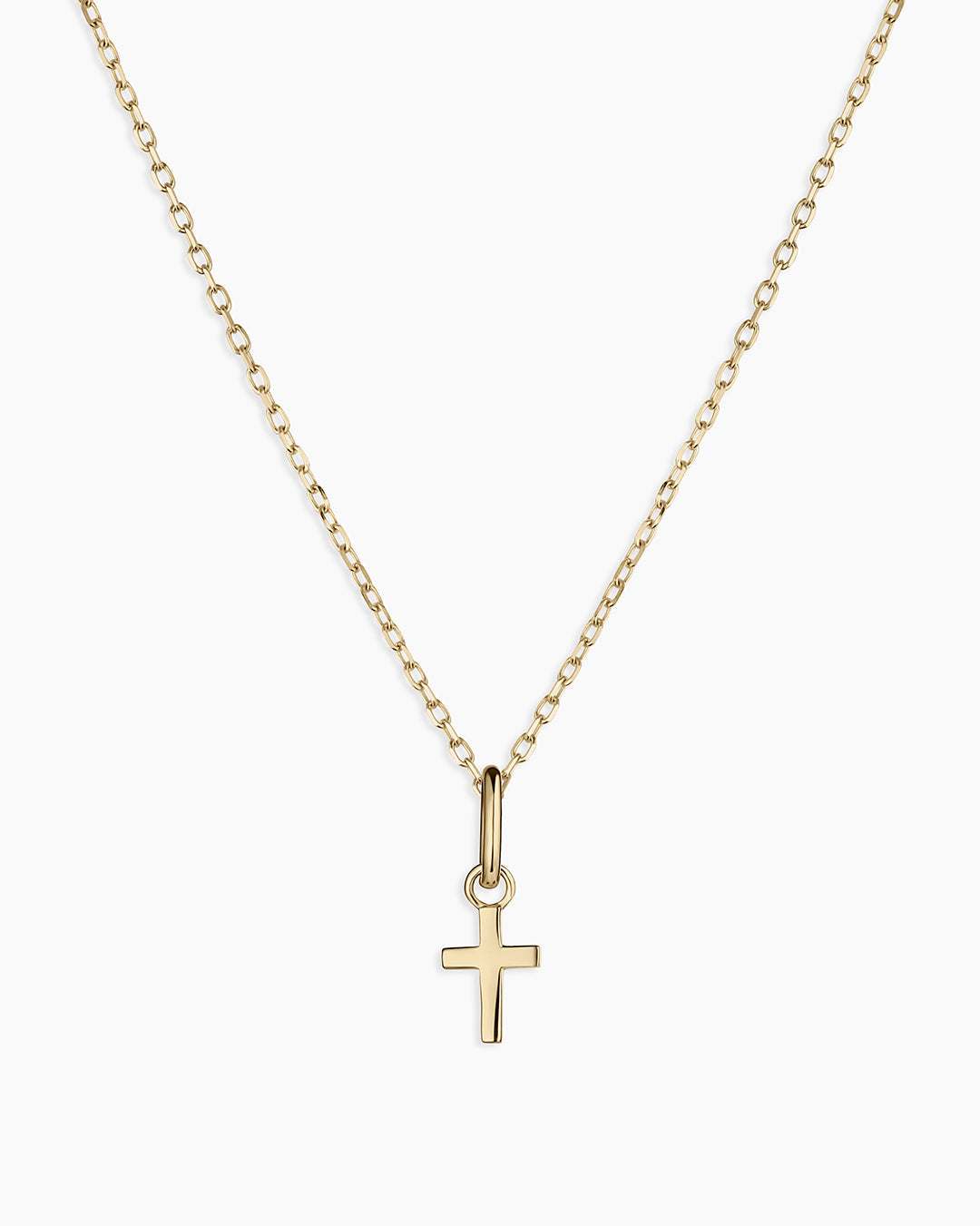 14K Gold Cross Charm Necklace || option::14K Solid Gold