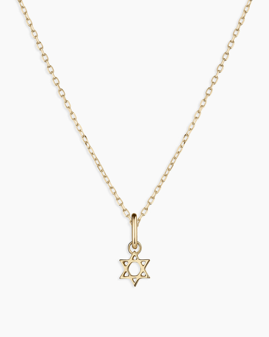 14K Gold Star of David Charm Necklace || option::14K Solid Gold