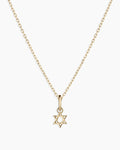 14K Gold Star of David Charm Necklace || option::14K Solid Gold