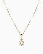 14K Gold Star of David Charm Necklace || option::14K Solid Gold