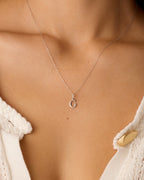 Diamond Vintage Alphabet Charm Necklace || option::14K Solid White Gold, G