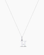 Diamond Vintage Alphabet Charm Necklace || option::14K Solid White Gold, H