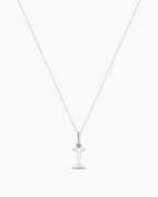 Diamond Vintage Alphabet Charm Necklace || option::14K Solid White Gold, I