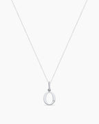 Diamond Vintage Alphabet Charm Necklace || option::14K Solid White Gold, O