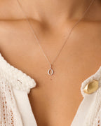 Diamond Vintage Alphabet Charm Necklace || option::14K Solid White Gold, O