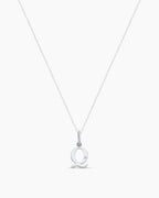 Diamond Vintage Alphabet Charm Necklace || option::14K Solid White Gold, Q