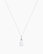 Diamond Vintage Alphabet Charm Necklace || option::14K Solid White Gold, S