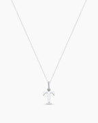 Diamond Vintage Alphabet Charm Necklace || option::14K Solid White Gold, T