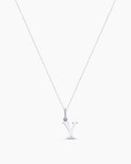Diamond Vintage Alphabet Charm Necklace || option::14K Solid White Gold, Y