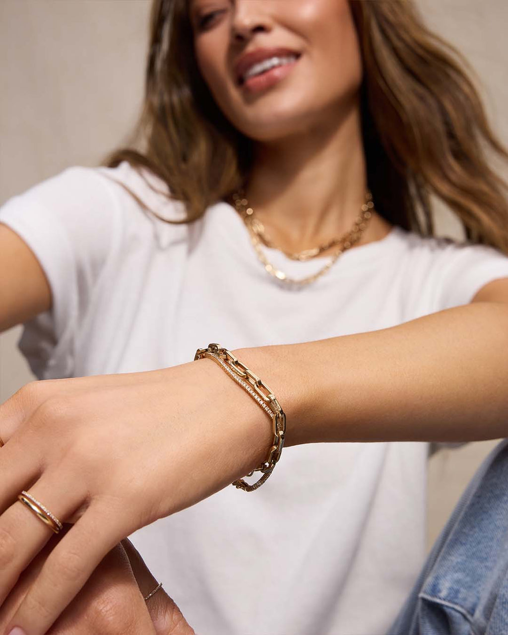 14K Gold Parker Luxe Bracelet || option::14K Solid Gold, 7 7/16 in.