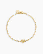 Birthstone Heart Bracelet || option::18K Gold Plated, Peridot - August