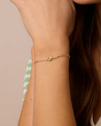 Birthstone Heart Bracelet || option::18K Gold Plated, Peridot - August