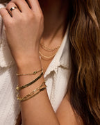 Birthstone Heart Bracelet || option::18K Gold Plated, Peridot - August