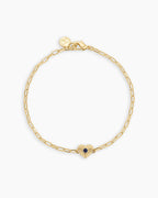 Birthstone Heart Bracelet || option::18K Gold Plated, Blue Sapphire - September