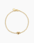Birthstone Heart Bracelet || option::18K Gold Plated, Garnet - January