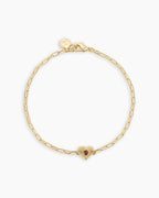 Birthstone Heart Bracelet || option::18K Gold Plated, Garnet - January