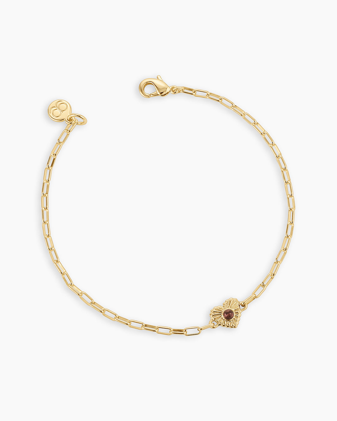 Birthstone Heart Bracelet || option::18K Gold Plated, Garnet - January
