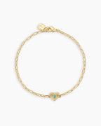 Birthstone Heart Bracelet || option::18K Gold Plated, Turquoise - December