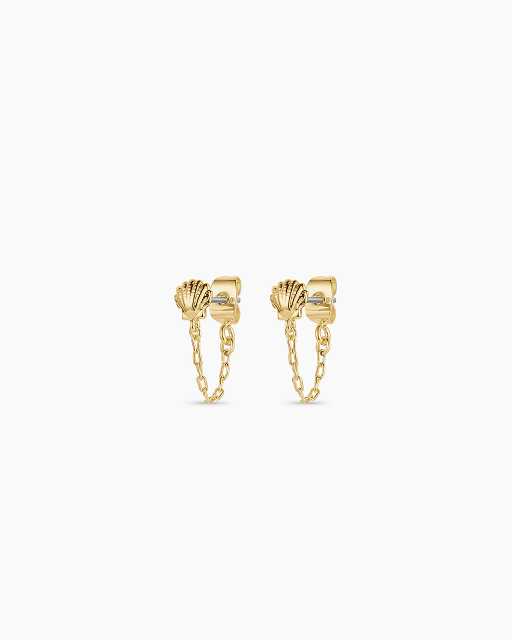 Shell Chain Huggies || option::18K Gold Plated