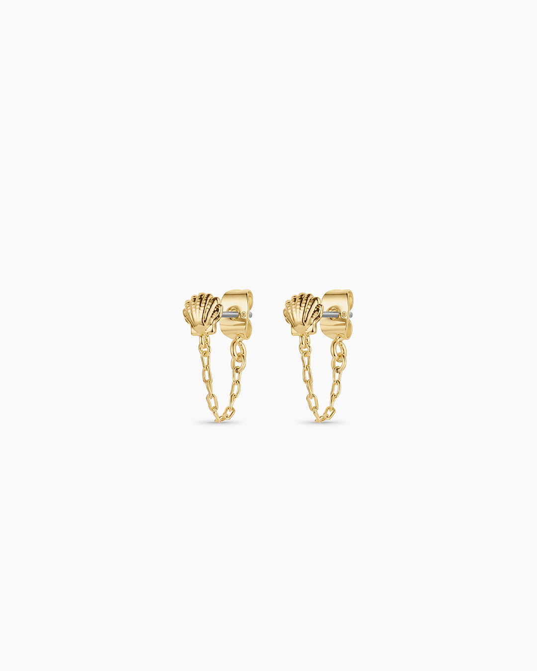 Shell Chain Huggies || option::18K Gold Plated