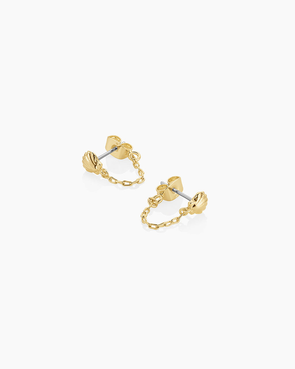 Shell Chain Huggies || option::18K Gold Plated