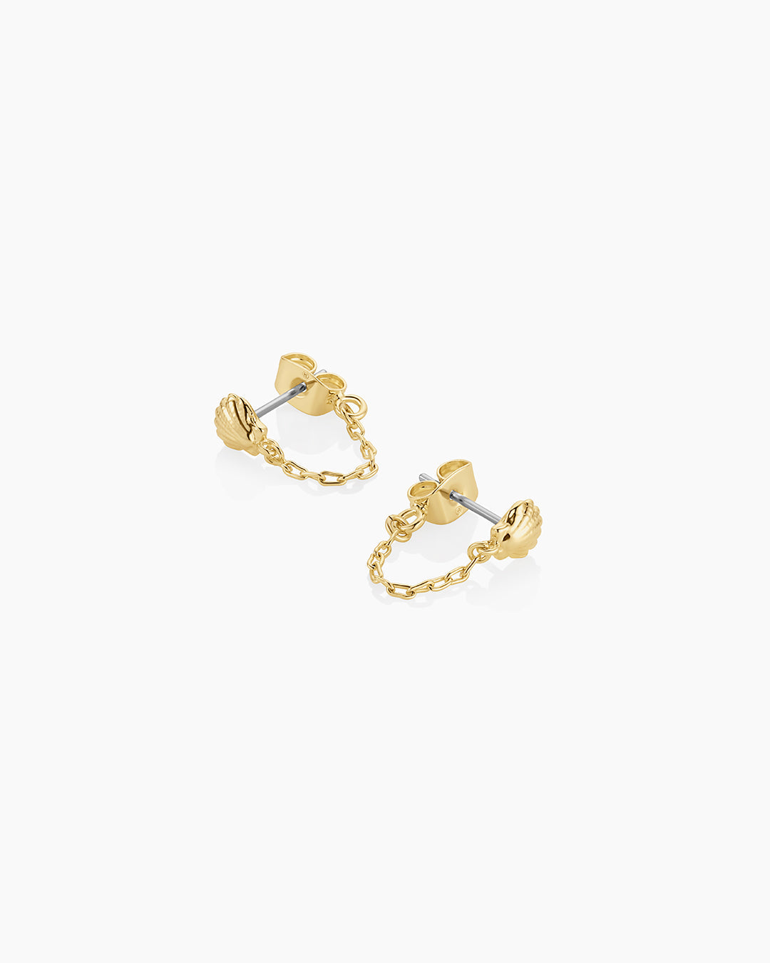 Shell Chain Huggies || option::18K Gold Plated