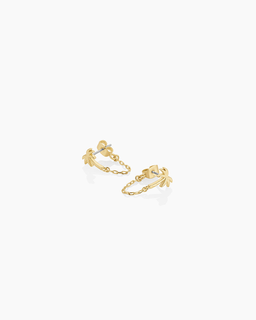 Palm Chain Huggies || option::18K Gold Plated