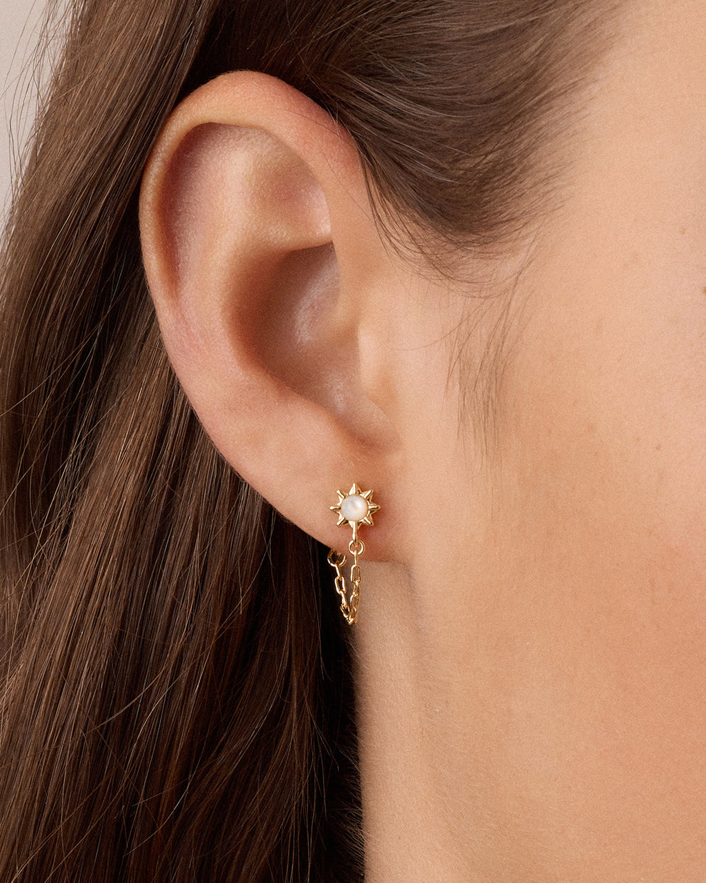 Sun Chain Huggies || option::18K Gold Plated