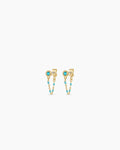 Turquoise Capri Chain Huggies || option::18K Gold Plated