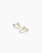 Turquoise Capri Chain Huggies || option::18K Gold Plated
