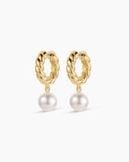 Pearl Crew Hoops || option::18K Gold Plated