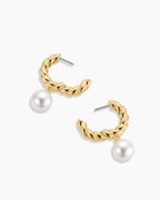 Pearl Crew Hoops || option::18K Gold Plated