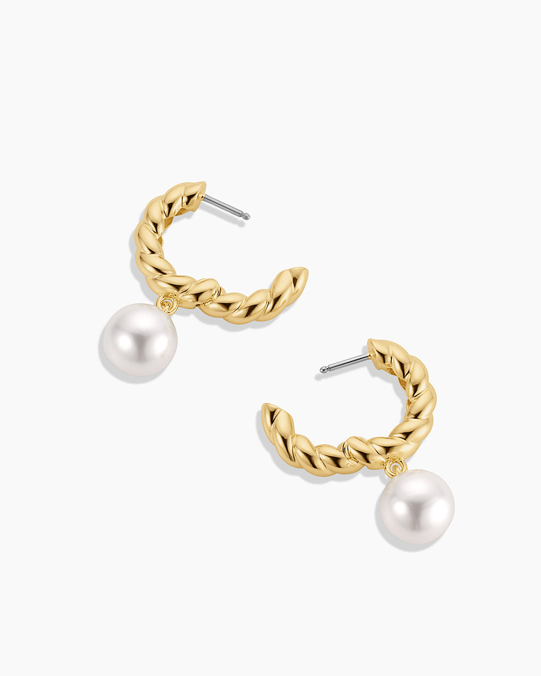 Pearl Crew Hoops || option::18K Gold Plated
