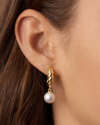 Pearl Crew Hoops || option::18K Gold Plated