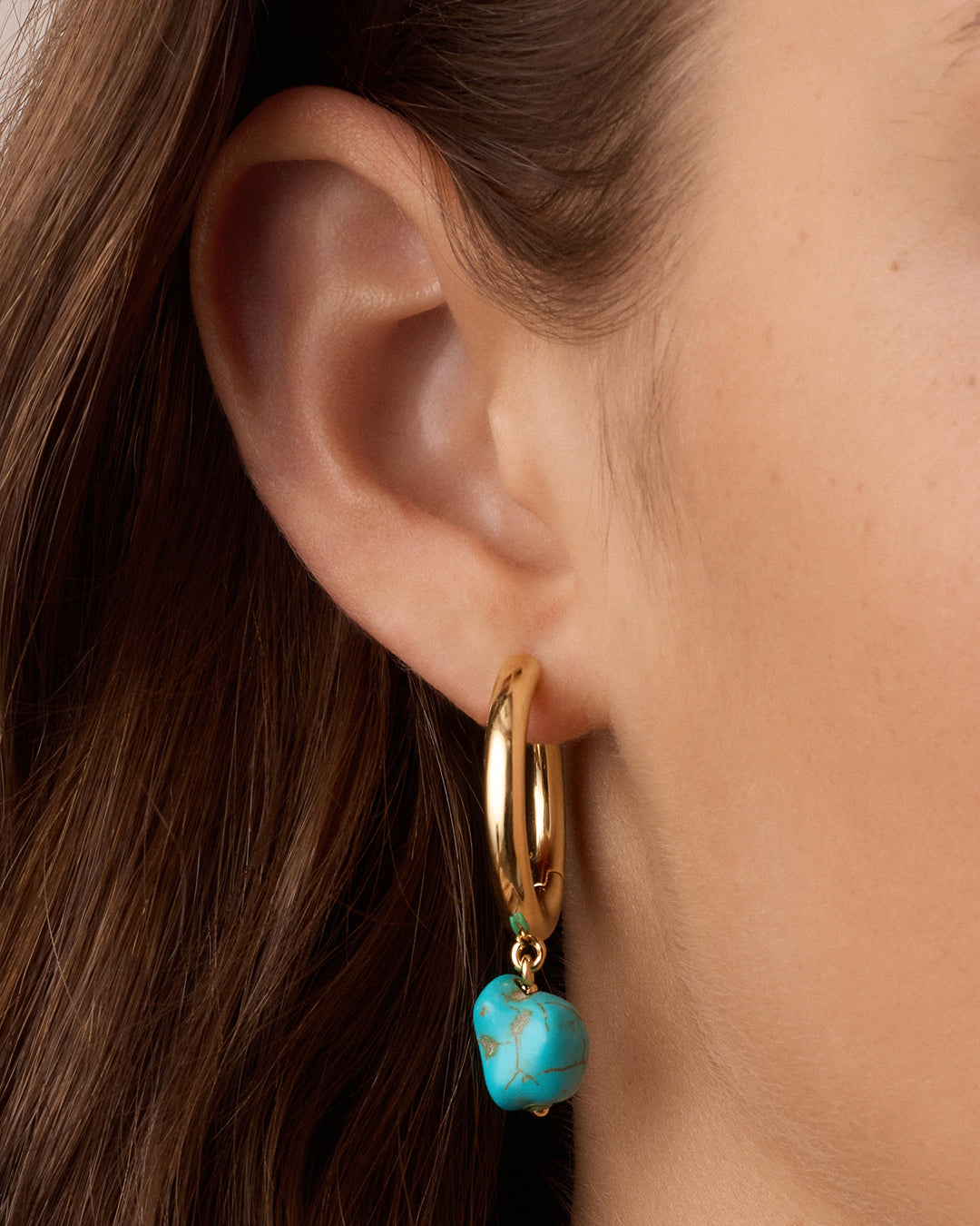 Turquoise Cove Hoops || option::18K Gold Plated