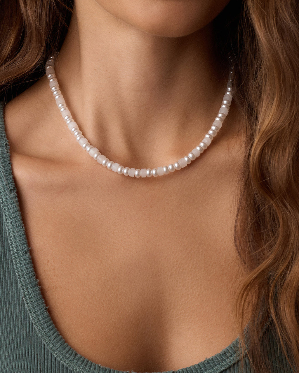 Harbor Statement Necklace || option::18K Gold Plated, White Jade