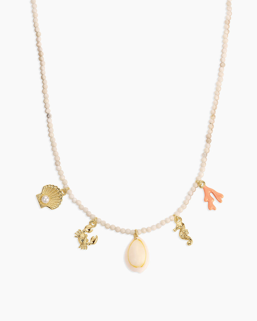 Ocean Mini Charm Necklace || option::18K Gold Plated