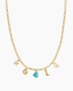Western Mini Charm Necklace || option::18K Gold Plated