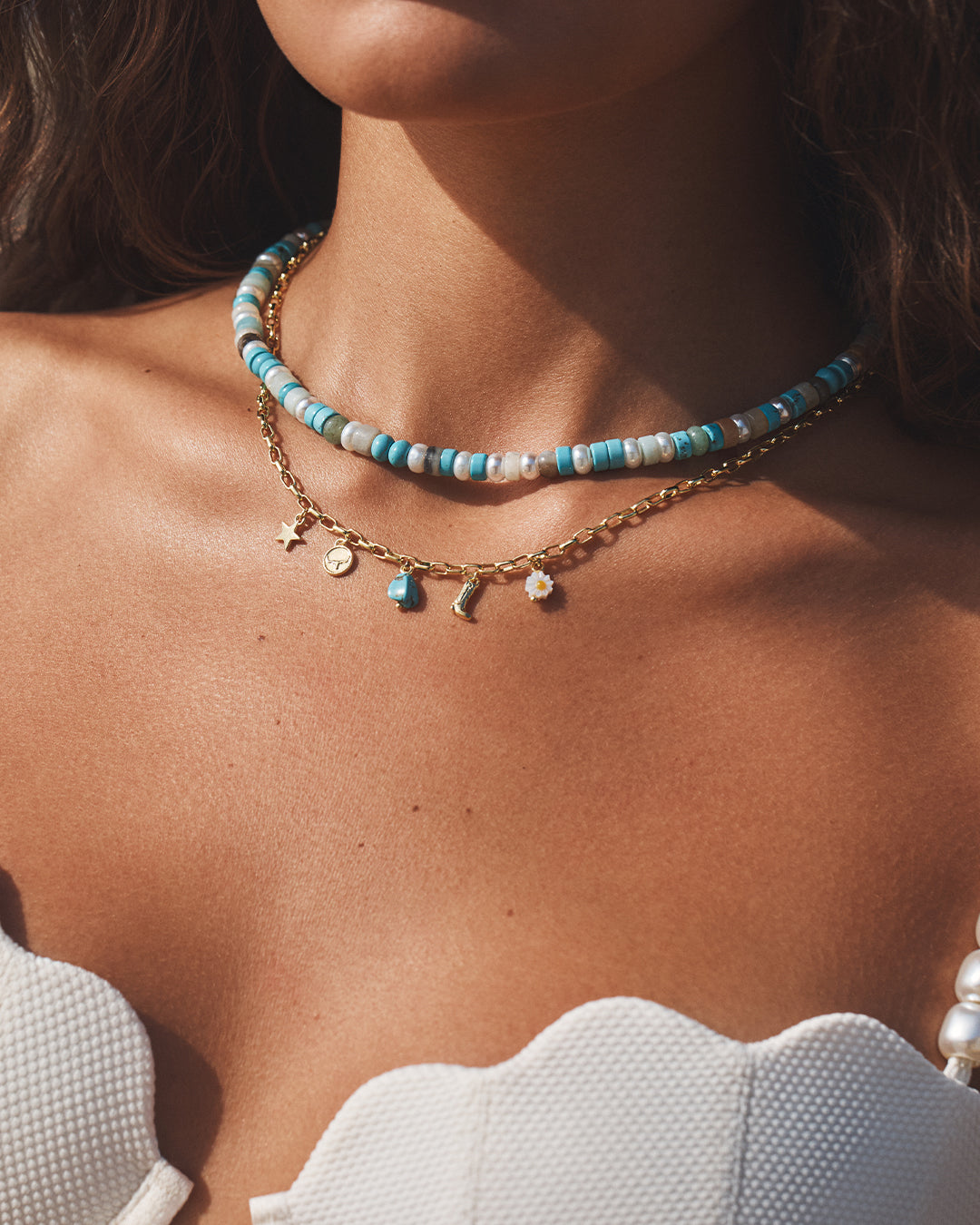 Western Mini Charm Necklace || option::18K Gold Plated