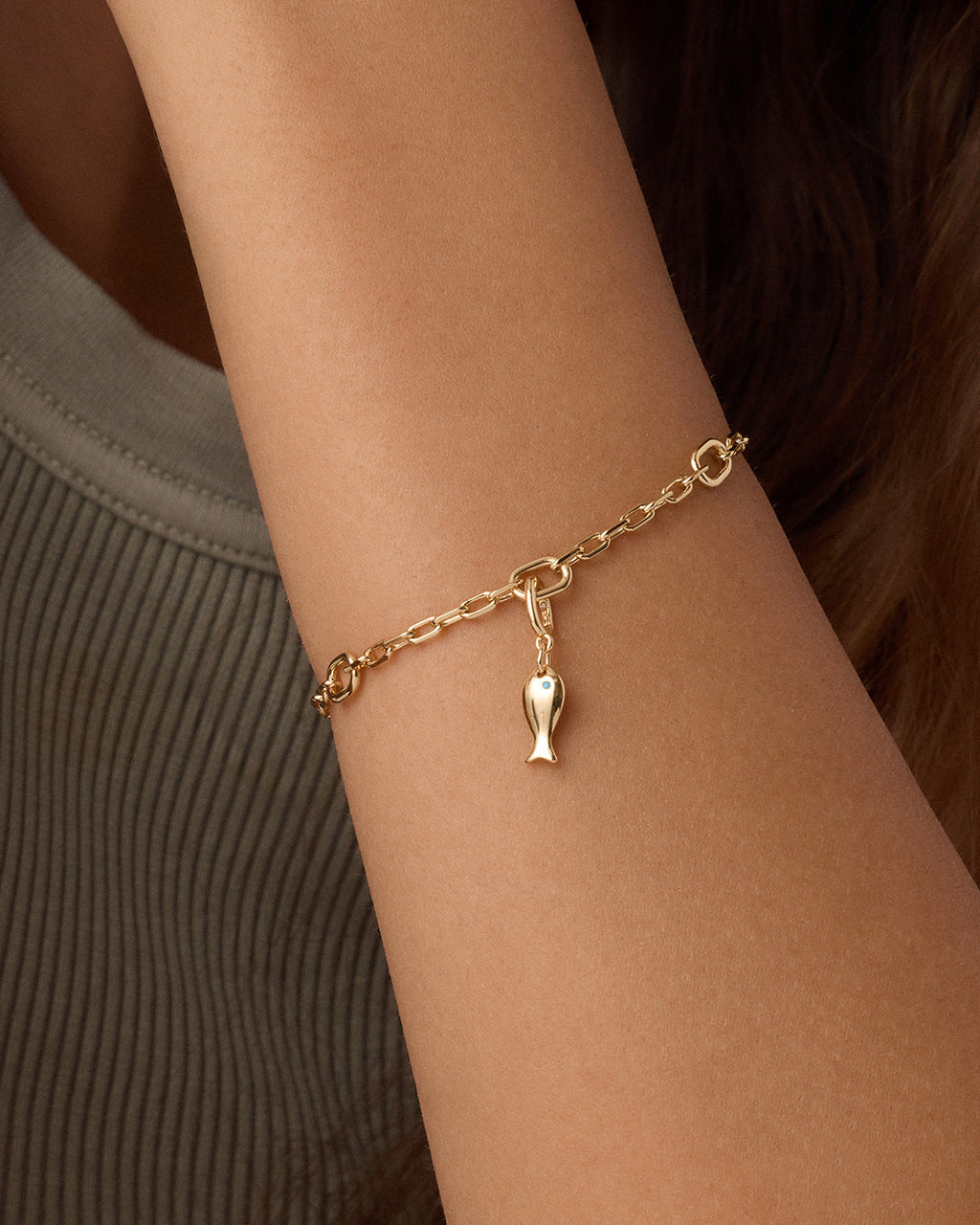 Fisherman Parker Charm || option::18K Gold Plated
