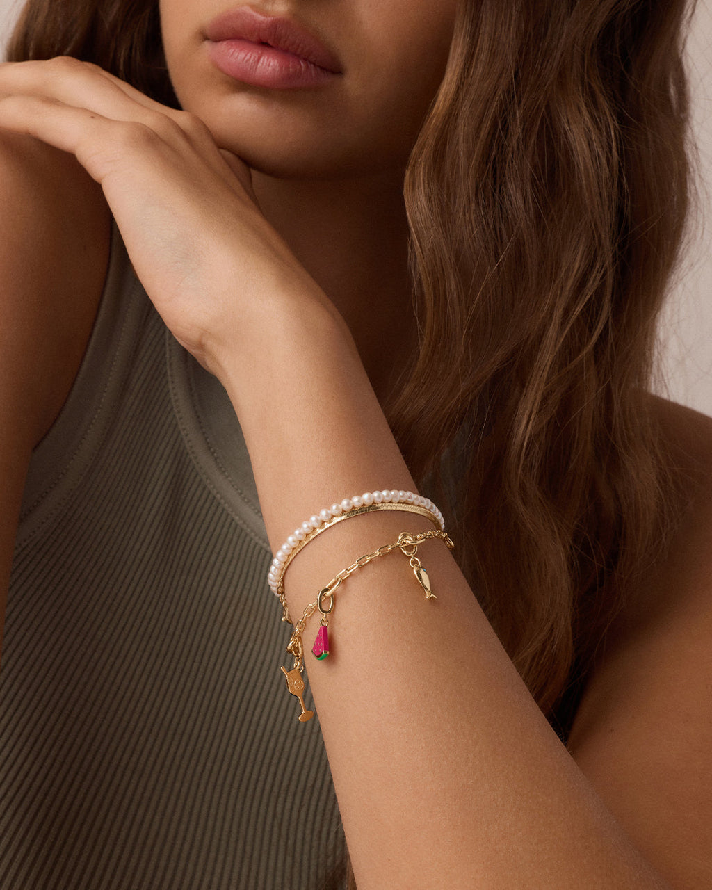 Watermelon Parker Charm || option::18K Gold Plated || set::watermelon-charm-stl