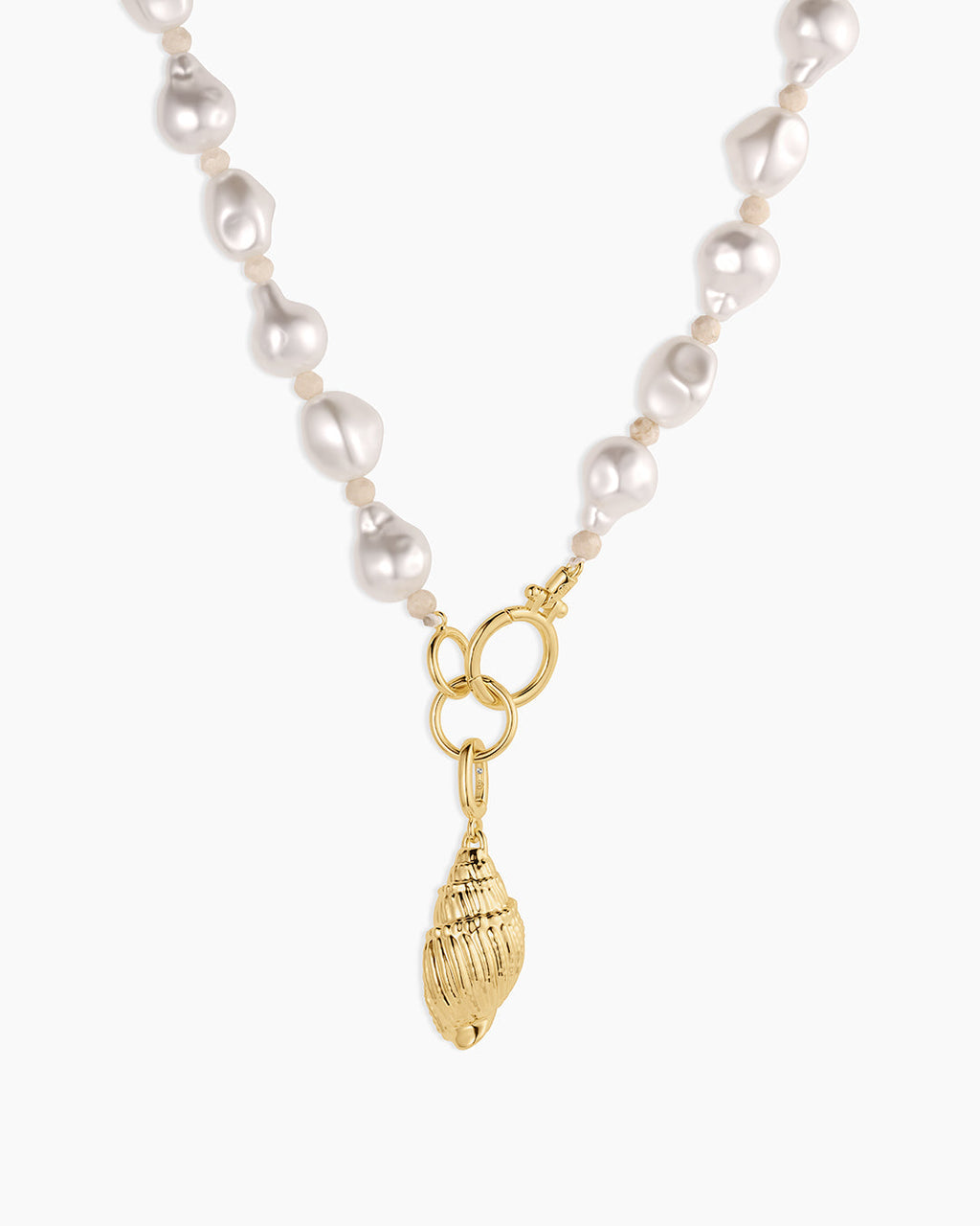 Gold Tulip Shell Charm Necklace || option::18K Gold Plated