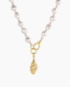 Gold Tulip Shell Charm Necklace || option::18K Gold Plated